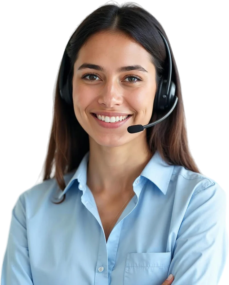 Atendente com headset sorrindo